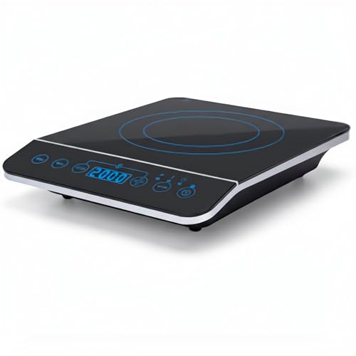 BRICOZONE Piastra A Induzione Portatile 2000W Con Display Touch LED 10 Livelli Di Potenza Timer 180 Minuti Sicura E Compatta In Vetroceramica Ideale Per Cucina Campeggio Casa Ufficio E Camper