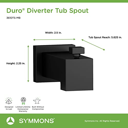 Symmons 361Dts-Mb Duro Diverter Tub Spout In Matte Black, Large #TOP1