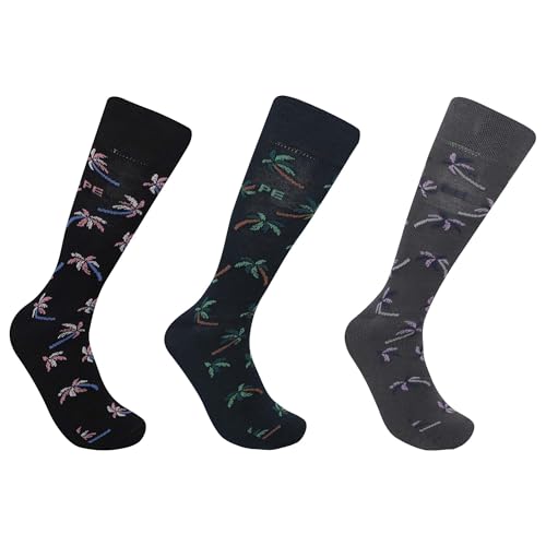 Recopilación de Perry Ellis Mexico Top 10. 42 Perry Ellis Portfolio Calcetines de Vestir, Calcetines para Hombre, Diseño de Palmeras, Negro con Colores, Luxury Features, Superior Soft Touch, Algodón Peinado