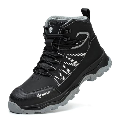 Zapatos de Seguridad para Hombre Botas de Seguridad Mujer Ligero Botas de Trabajo con Punta de Acero Antideslizante Negro 42 EU