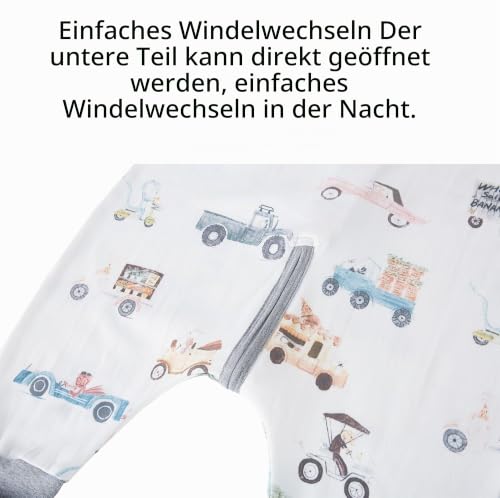 Chilsuessy Baby Sommerschlafsack mit Füßen 0.5 Tog Kleine Kinder Schlafsack mit Beinen Unwattiert 100% Baumwolle Schlafstrampler für Jungen… – Ansicht 4
