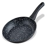 [Exclusive to Amazon]- Fackelmann Bratpfanne Marble 20 cm, Antihaft-Pfanne aus 90% recyceltem Aluminium mit ergonomischem Kunststoff-Griff, kleine Induktionspfanne zum Kochen & Anbraten