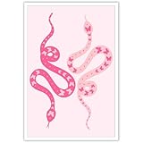 Trendy Preppy Snake Posters Pink And White Wall Decor Funky Girly Poster Fashion Snake Wall Art Trendy Bar Cart And Party Decor For Liviing Room Bathroom Bedroom Dorm Decor 12x16in Unframed