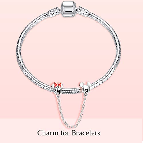 Cartoon Animals Charm for 925 Sterling Silver for Women's Bracelets & Necklaces Mouse safety chain Mouse Positioning Buckle Dangle Pendant for Christmas Day Mother's Day Jewelry4