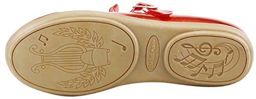 The Doll Maker Metallic Red T Strap Flat-Red4