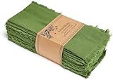 ACCENTHOME Olive Green Cotton Linen Napkin Set of 6 - 18x18 inch Dinner Napkins - Washable Soft Premium Hotel Quality Reusable Napkins Perfect for Family Dinners, Weddings & Everyday Use