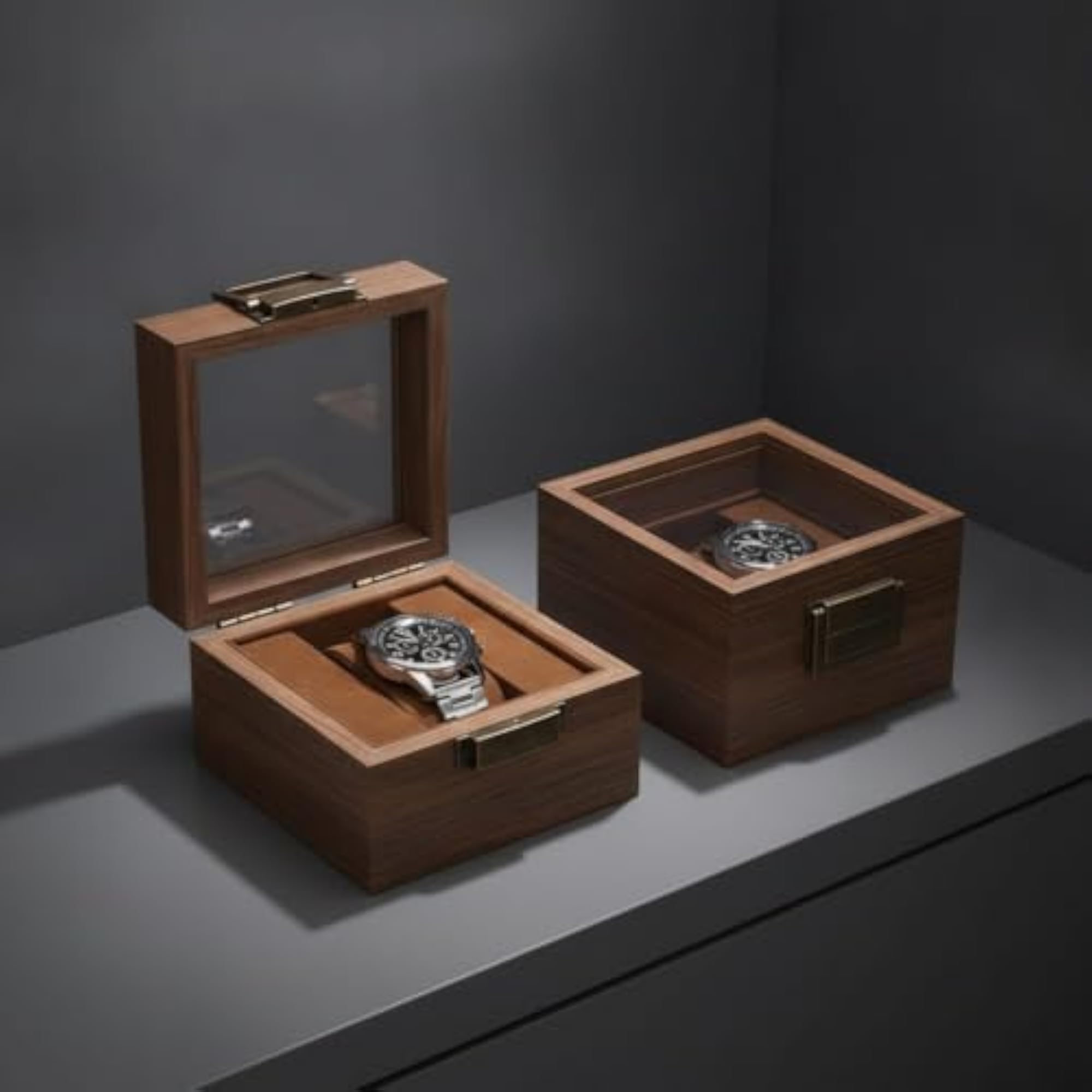 Walnut-Grain Wooden Single Watch Box