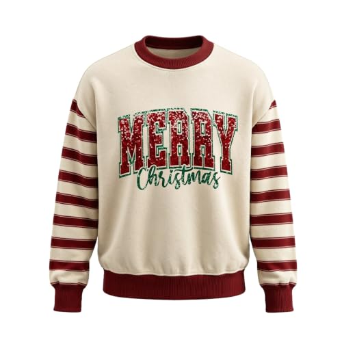 Christmas Sweatshirts for Women Striped Crewneck Xmas Holiday Pullover - image 4