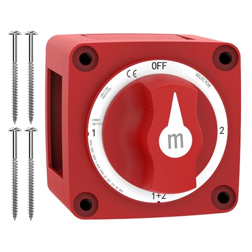 Battery Disconnect Switch Malictele 300A 1-Both-2-Off Heavy Duty Cutoff Switch 12V-48V Waterproof Ignition Protected Power Kill Switch with Knob for Marine Boat Car RV Truck Battery - 4 Position