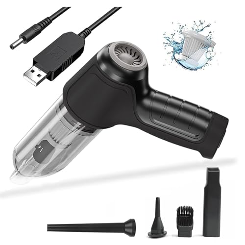 Wizvox Aspirador AutomáTico De Mano, 12000pa De Alta Potencia Y Carga USB Miniaspiradora Fuerte Poder De Limpieza Mini Vacuum Cleaner, para Coche, Hogar, Oficina.,Black
