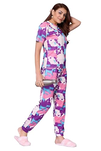 Image of VJ Fashion Women's Cotton Lycra Tie-Dye Payjama Set|Co-ord set|Night Suit Set |Night Dress |Lounge Wear|Full Pair Set for Women Night Dress