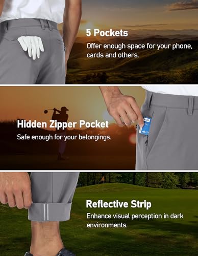 SPECIALMAGIC Calças de golfe masculinas elásticas leves para negócios, casual, impermeável, caminhad