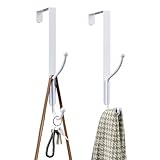 niffgaff Lang Over Door Hook 2-Pack - Heavy Duty Door Hook with Support Pads, 9 Inches Tall Child-Friendly Height, No Drilling Required, Fits Doors Up to 1¾ Inches Thick, Alloy Metal, White