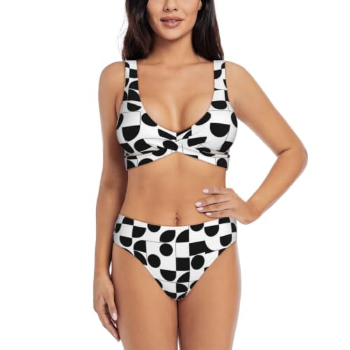 Maillot de bain deux pièces femme triangle réglable noir et coussinets amovibles