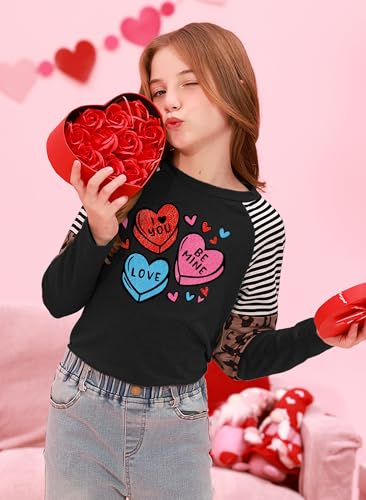 Image of BesserBay Girls St Patrick's Day Raglan Shirt Irish Sequin Lucky Stripe Shamrock Graphic Top 4-14 Years