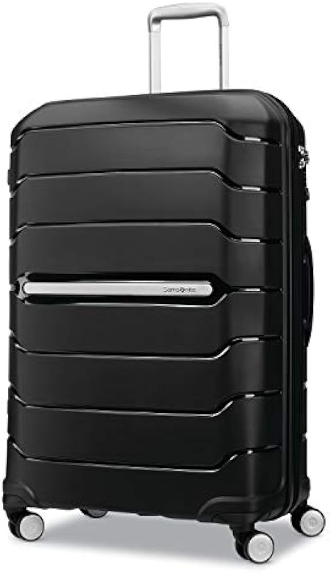 Samsonite Freeform Hardside Expandable with Double Spinner Wheels, Checked-Large 28-Inch, Black