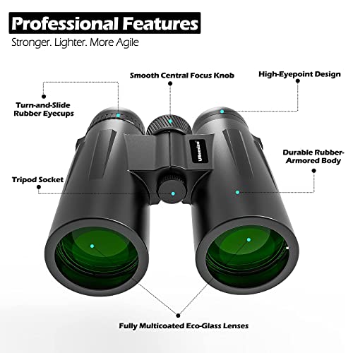 Ubeesize 12X42 Hd Binoculars For Adults With Upgraded Phone Adapter, Professional Binoculars With Clear Low Light Vision, Waterproof Binoculars For Bird Watching, Hunting, Travel And Outdoor Sports #TOP1