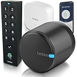 Tedee GO2 Serratura Smart Lock con WiFi, Bridge e Tastierino Biometrico Keypad PRO, Sblocco con impronta digitale, Codice o app, Accesso remoto, Alexa Google, Retrofit Serratura elettronica Bluetooth