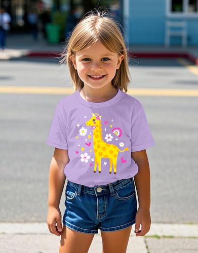 Image of Toddler Girls Clothes T-Shirt Short Sleeve Graphic Tee Cartoon Dinosaur 2-6T Girl Shirt Summer
