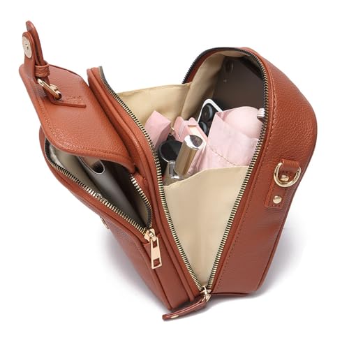 Sculpture Crossbody Leather Bag, Vintage Anti Theft Messenger Crossbody Leather Bag with 10 Card Slots and Adjustable Strap2