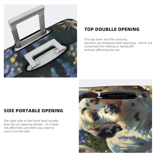 Sunflower Field Spotted Dog For Travel Luggage Cover Suitcase Protector Fits 18-32 Inch Travel Luggage Protector Elastic Luggage Anti-Scratch Suitcase Cover3