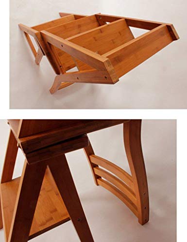 Taburete escalera plegable multifunción de madera con respaldo para hogar 6