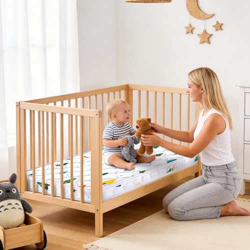Image of Mini Crib Mattress 38 inch x 24 inch x 4 inch- Firm Support and Comfort Premium Foam,Noiseless and Odorless,Hypoallergenic Mini Crib Mattress,Fits Mini and Portable Cribs,Dual Sided with Soft Breathable Fabric