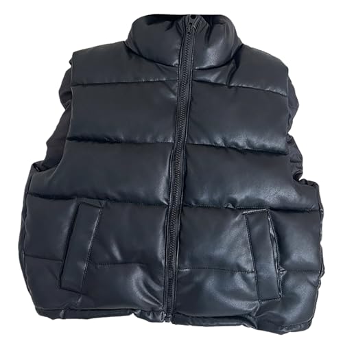 Girls Puffer Vest Thermal Lightweight Zip Up Turtleneck Sleeveless Kids Winter Coat Boys Fall Cropped Down Jackets