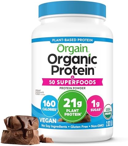 Orgain Organic Vegan Protein + 50 Superfoods Powder, Creamy Choco...