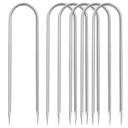 Dalephoric 6 Piezas 30 cm Piquetas Camping Suelo Duro 30 cm, Piquetas para Tienda Resistentes de Acero, para Estacas para Huerto, Tent Pegs, Grapas Malla Antihierbas, Trampolín y Redes de Fútbol