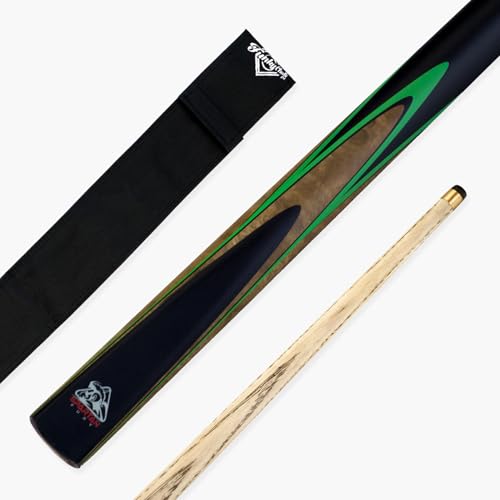 Funky Chalk Spartan Fury Vanquish 57 Inch ¾ Joint Snooker and Pool Cue and Case Set 9.5mm Tip with Black Soft Cue Case (Green)
