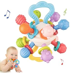 Baby Sensory Teething Toys, Teething Relief Ball for Infants, Gifts for Newborn Boys Girls 0 3 6 9 12 Months 1 One Year Old | Baby Rattle Chew Toys