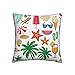 Housse De Coussin Arbres Bikini Lunettes Parapluie Étoile de mer, Housse Coussin Taie d'oreiller Housses Coussin Decoratif Canapé Chaise Maison Salon Chambre Décoration, 45x45cm