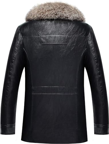 Winter Warm Parka Mens Leather Coat - Genuine Leather Jacket with Big Raccoon Fur Winter Warm Parka3