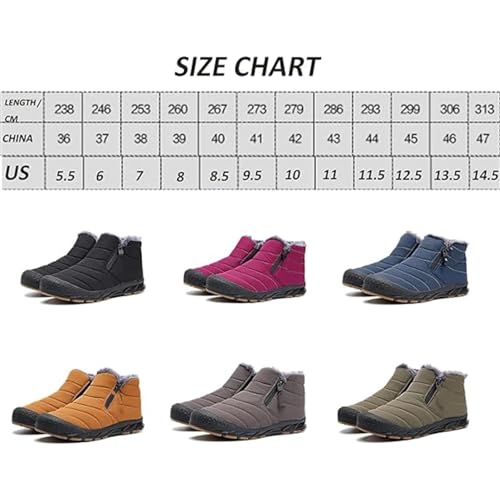 Snow Boots Mens Waterproof Winter Boots, Winter Shoes Men, Fur Lined Warm Slip Ankle Boots with Zipper Walking Shoes (Gray,13.5)2