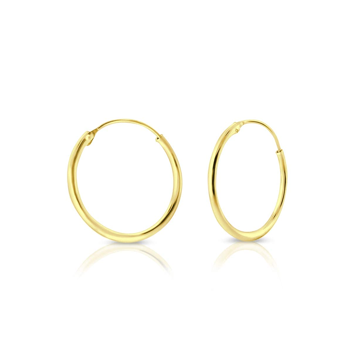 DTPsilver Pendientes Aros Dorados Mujer - Pendientes Aro Oro Mujer - Pendientes Dorados Mujer- Aros Pendientes Hombre Oro - Piercing Nariz Aro - Pendientes Dorados Grandes - Pendientes de Todos los Tamaños