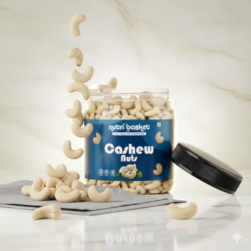 Image of NUTRI BASKET Whole Cashews /Kaju | Premium Unsalted Cashew Nuts | Rich in Protein, Magnesium & Phosphorus | Crunchy Fresh Dry Fruits for Snacking, Cooking, Desserts & Daily Nutrition (150g)
