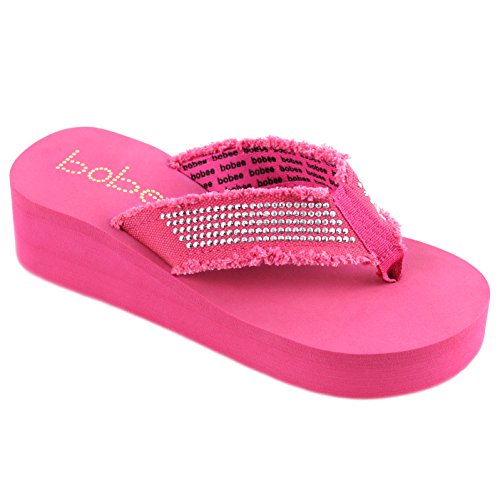 CLOVERLY Women's Fashion Platform Wedge Thong Flip Flops Sandals (11 M US, Fuchsia)