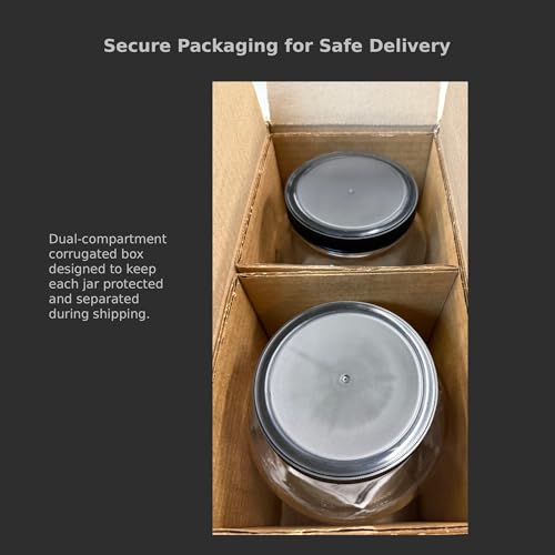 Image of North Mountain Supply 1 Gallon Glass Jar Wide Mouth with Black Plastic Lid - USDA, BPA-Free, Made in the USA - for Fermenting, Storing, Canning, and Much More! (Pack of 2)
