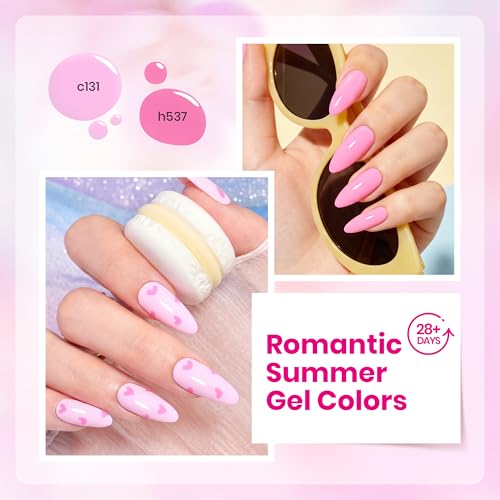 Image of Beetles Pink Gel Nail Polish Set 6 Colors Bright Hot Light Baby Pink | Fall Gel Polish Soak off UV LED Cured Nail Art Design Salon Home DIY Manicure Gifts for Women