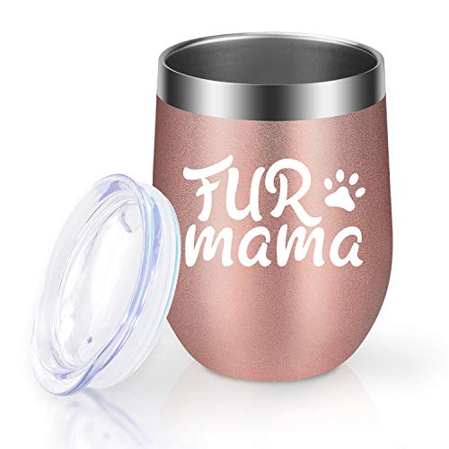 Dog Mom Gifts, Cat Mom Gifts - Fur Mama - Mothers Day Gifts for Pet Lovers Women - Funny Dog, Cat Gifts for Cat Lovers, Dog Lovers - Birthday Wine Gifts for Mom, Wife, Aunt, Friend - GSPY Wine Tumbler