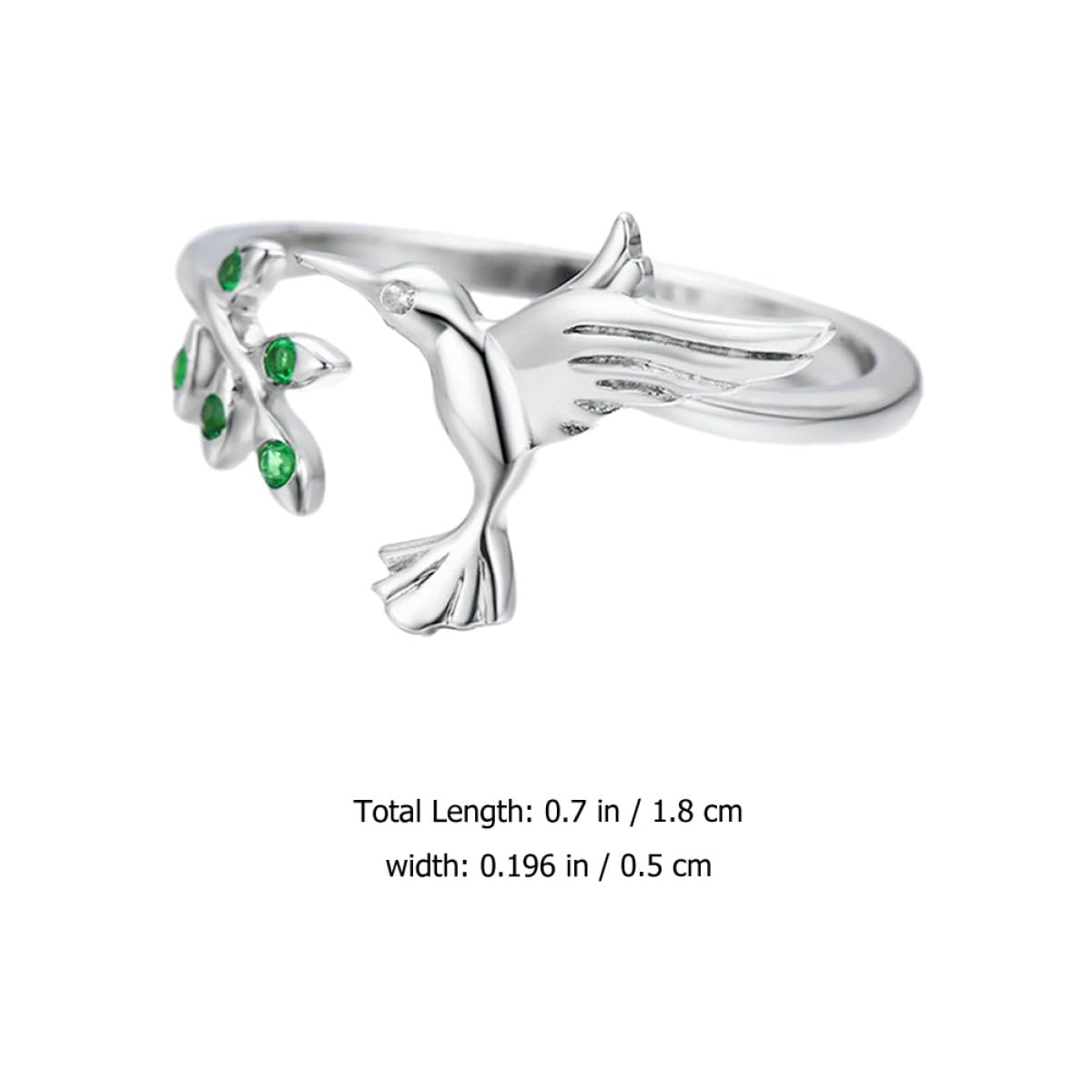 Baluue Anello Regolabile da Donna Design Colibrì e Foglie, Gioielli a Forma di Volatile, Anello Aperto Leggero e Comodo per Uso Quotidiano