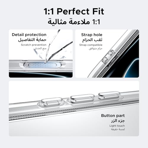 يوجرين جراب شفاف لهاتف ايفون 17 برو ماكس [حماية من الدرجة العسكرية]، [تقنية iCrystal المضادة للاصفرار]، مضاد للخدش، غطاء حماية للتحكم في الكاميرا، حافظة رفيع للغاية، للنساء والرجال