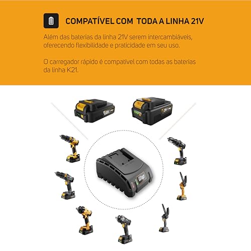 WAP Carregador Rápido de Bateria Fast Charger K21 FC01 Portátil Potência 50W Compatível com Linha 21