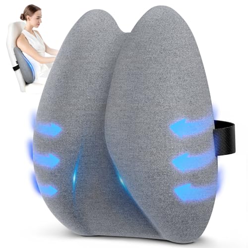Ultra Pain Relief Lumbar Support Pillow for Office Chair, Ergonomic Lumbar Pillow for 5X Back Support and Improved Posture Effectively, Cooling Memory Foam Back Cushion with Adjustable Strap for Car
