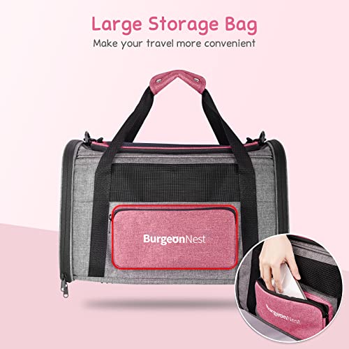 BurgeonNest Cat Carriers for Medium Cats Under 25 lbs, Pet Carrier for Cats with Unique Side Bag,Top Load Small Pet Carrier Soft-Sided Escape Proof with 4 Ventilated Windows - Image 7
