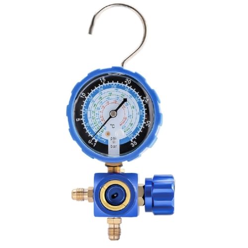 Manómetro de presión del colector de refrigerante azul para climatización