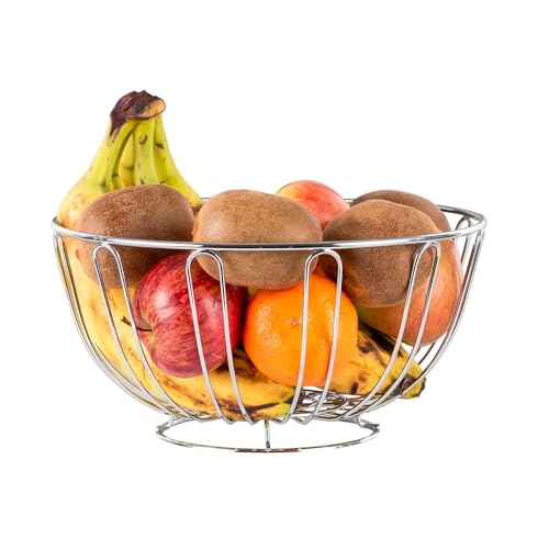 Innoteck Essentials Chrome Fruit Bowl Round Shape - Wire Basket - Storage for Fruit, Vegetables, Snacks, and More - Decorative Centerpiece for Kitchen, Table Countertop, and Pantry - Cosy Home Interiors Innoteck Essentials Chrome Fruit Bowl Round Shape - Wire Basket - Storage for Fruit, Vegetables, Snacks, and More - Decorative Centerpiece for Kitchen, Table Countertop, and Pantry