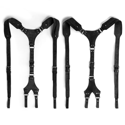 Image of Hide & Groom, Riveted Suspenders with Adjustable Size Straps, Full Grain Leather, Handmade