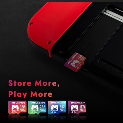 Image of LinkMore XV23 PRO 128GB Gaming Micro SDXC Card, A2, UHS-I, U3, V30, Class 10, Read Up to 170 MB /s, Write Up to 170 MB /s, SD Adapter Included